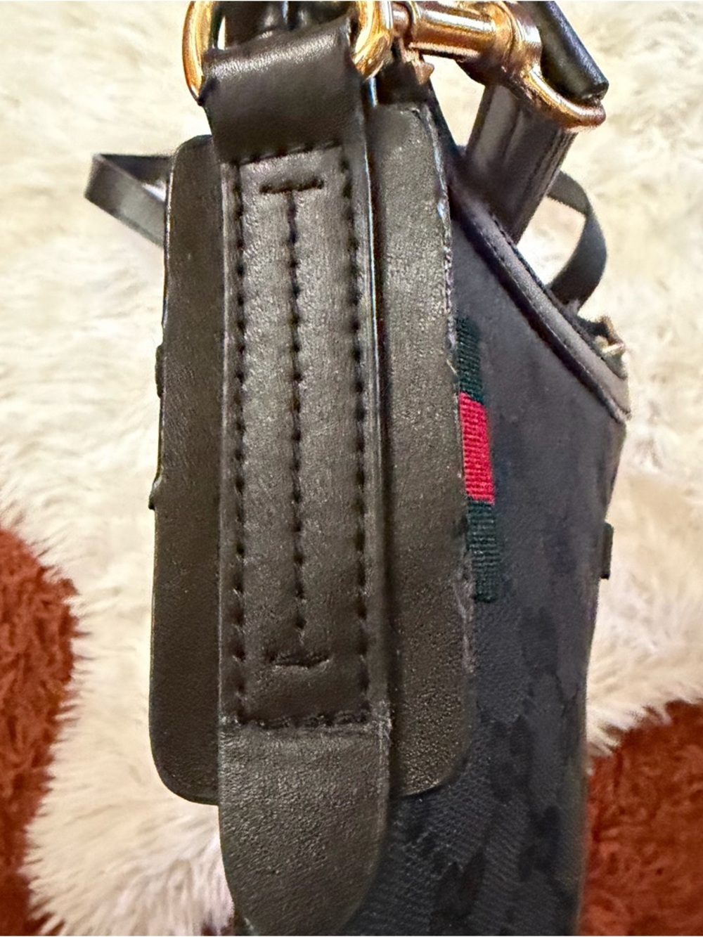 authentic Gucci Web Black Canvas Crossbody Bag - Picture 11 of 12